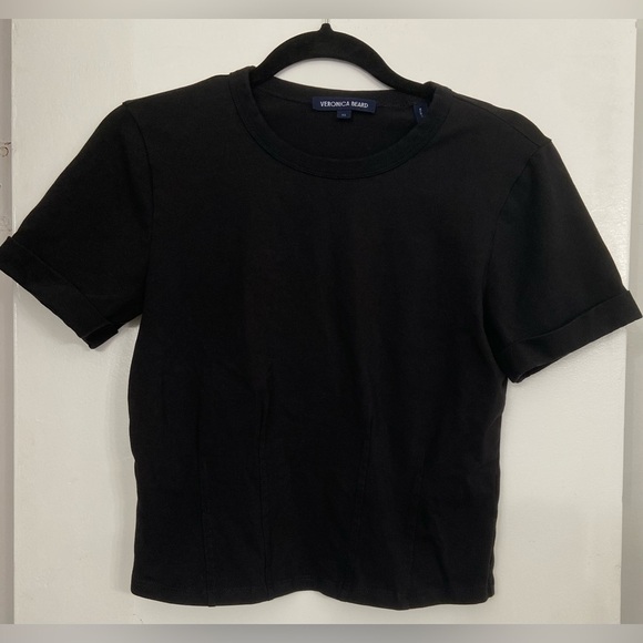 Veronica Beard Ankara Seamed Crewneck T-Shirt Black Size XS - Picture 3 of 9